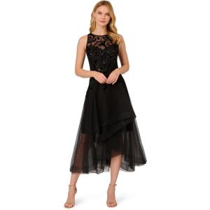 Adrianna Papell Womens Halter Velvet Tulle Dress(Black)