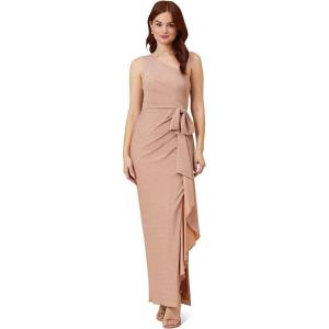 Adrianna Papell Womens Metallic Knit Cascade Gown(Ginger)