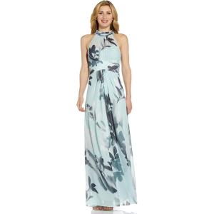 Adrianna Papell Womens Printed Chiffon Halter Gown(Mint Multi)