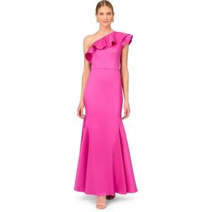 Aidan Mattox Womens One Shoulder A-line Gown(Magenta)
