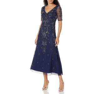 Women’s Beaded Sleeve Ankle Dress(Light Navy)