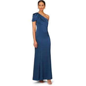 Women’s Fully Beaded One Shoulder Gown(Royal Sapphire)
