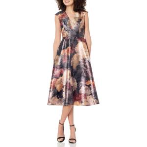 Women’s V-Neck Cap Sleeve Pleated Dress(Pink)