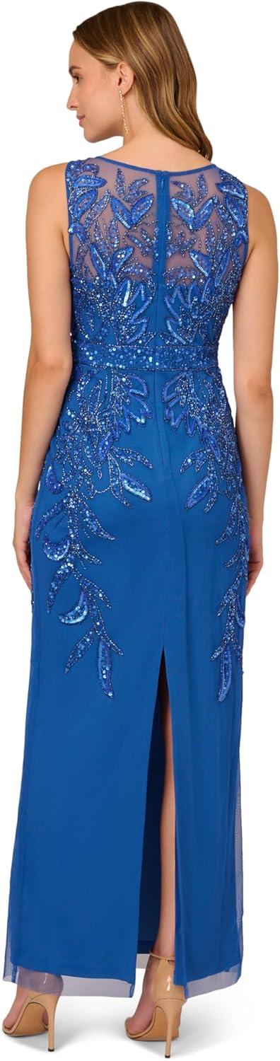 image:imageAdrianna Papell Womens Beaded Column GownBlue Horizon