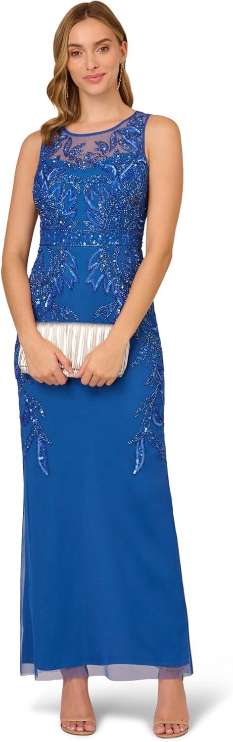image:imageAdrianna Papell Womens Beaded Column GownBlue Horizon
