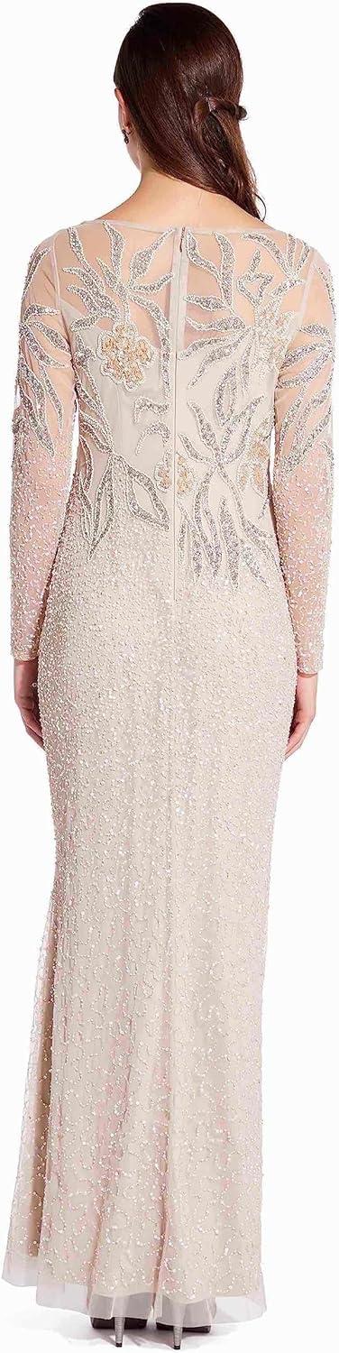 image:imageAdrianna Papell Womens Beaded Long DressBiscotti