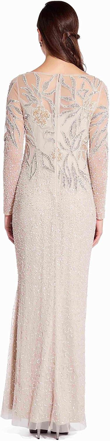 image:imageAdrianna Papell Womens Beaded Long DressBiscotti