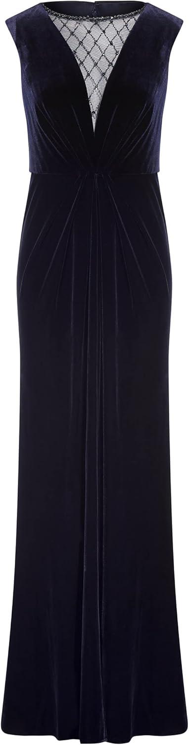 image:imageAdrianna Papell Womens Beaded Velvet Mermaid GownSpecial Occasion DressMidnight