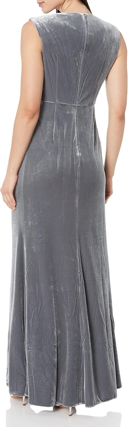 image:imageAdrianna Papell Womens Beaded Velvet Mermaid GownSpecial Occasion DressSilver