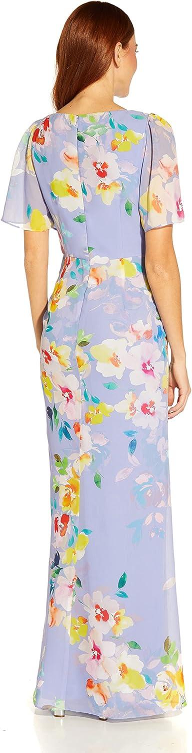 image:imageAdrianna Papell Womens Floral Chiffon Beaded GownPeri Multi