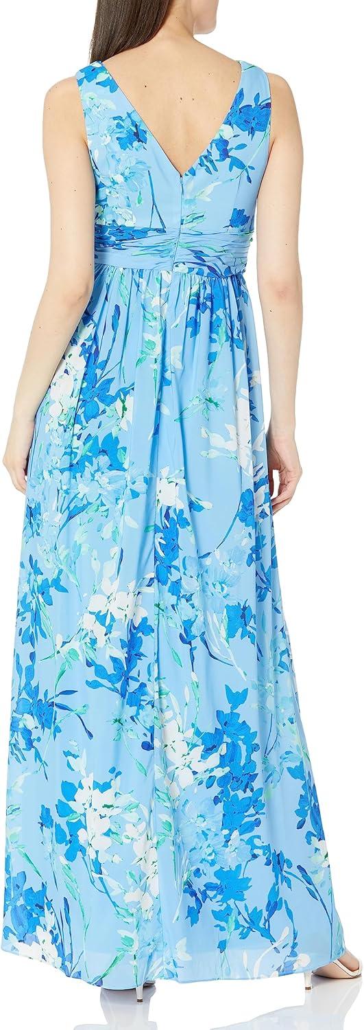 image:imageAdrianna Papell Womens Floral Print Sleeveless GownBlue