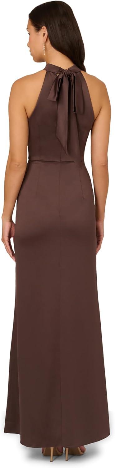image:imageAdrianna Papell Womens Halter Slim Coulmn GownDark Brown