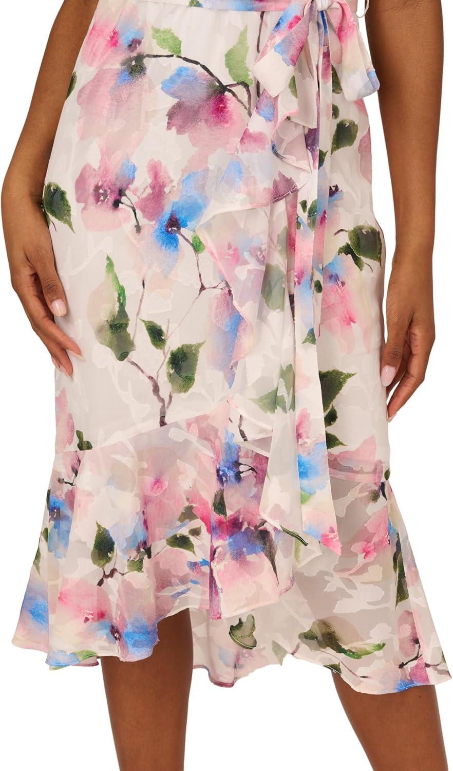 image:imageAdrianna Papell Womens Printed HighLow DressIvory Pink Multi
