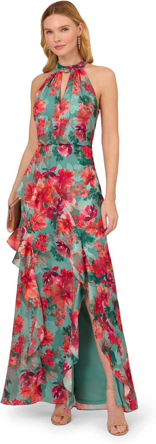 image:imageAdrianna Papell Womens Printed Mermaid DressTurquoise Multi