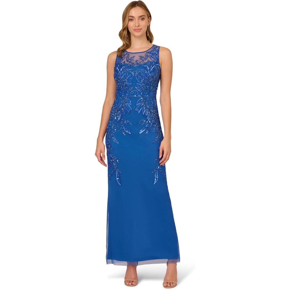 image:imageAdrianna Papell Womens Beaded Column GownBlue Horizon
