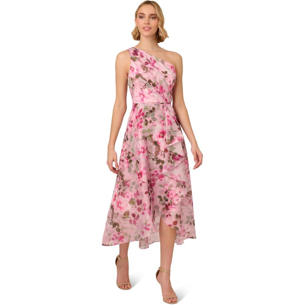 image:imageAdrianna Papell Womens Printed HighLow DressPink Multi