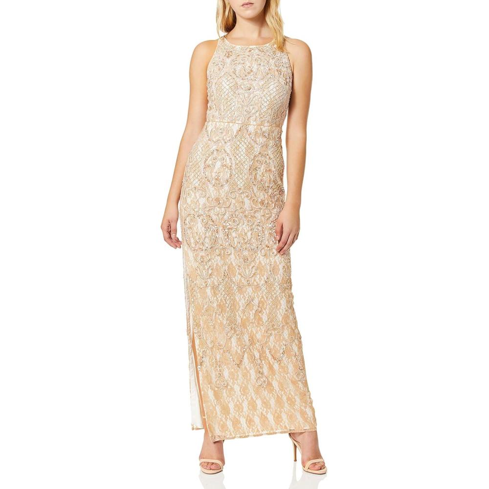 image:imageAidan Mattox Womens Embroidered Lace GownBlush