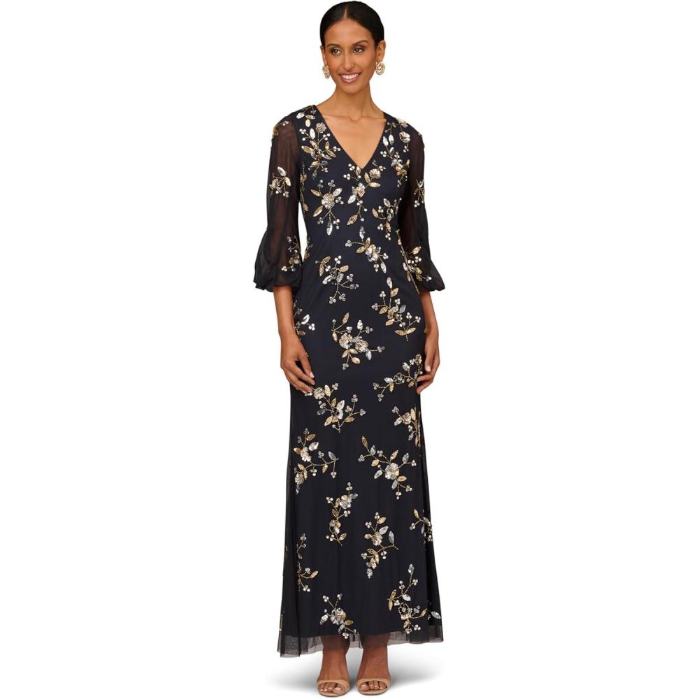 image:imageWomens Beaded V Neck GownTwilight