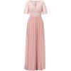 Adrianna Papell Womens Beaded Mesh Covered Gown(Dusted Petal/Ivory)