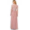 Adrianna Papell Womens Beaded Mesh Covered Gown(Dusted Petal/Ivory)