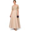 Adrianna Papell Womens Beaded Taffeta Gown(Biscotti)