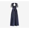 Adrianna Papell Womens Beaded Taffeta Gown(Navy)