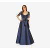 Adrianna Papell Womens Beaded Taffeta Gown(Navy)