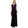 Adrianna Papell Womens Beaded Velvet Mermaid GownSpecial Occasion Dress(Midnight)