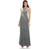 Adrianna Papell Womens Beaded Velvet Mermaid GownSpecial Occasion Dress(Silver)