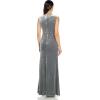 Adrianna Papell Womens Beaded Velvet Mermaid GownSpecial Occasion Dress(Silver)
