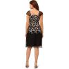 Adrianna Papell Women’s Border Embroidery Midi Dress(Black/Ivory)