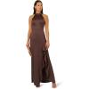 Adrianna Papell Womens Halter Slim Coulmn Gown(Dark Brown)