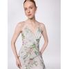 Adrianna Papell Womens Metallic Print Mesh Gown(Silver Multi)
