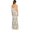 Adrianna Papell Womens Metallic Print Mesh Gown(Silver Multi)
