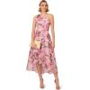 Adrianna Papell Womens Printed High-Low Dress(Pink Multi)