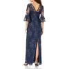Adrianna Papell Womens Sequin Embroidery Gown(Navy)