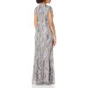 Adrianna Papell Womens Sequin Embroidery Gown(Silver Multi)