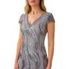 Adrianna Papell Womens Sequin Embroidery Gown(Silver Multi)