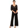 Adrianna Papell womens Sequin Faux Wrap Jumpsuit(Black)