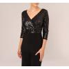 Adrianna Papell womens Sequin Faux Wrap Jumpsuit(Black)