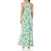 Aidan Mattox Womens Printed Halter Neck Long Dress(Green Multi)