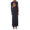 Aidan Mattox Women’s Sleeve Beaded Long Dress(Twilight/Black)