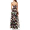 Aidan Mattox Womens V-Neck Gathered Maxi(Black)