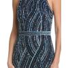 Womens Fullly Beaded Gown(Navy)