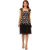 Adrianna Papell Women’s Border Embroidery Midi Dress(Black/Ivory)