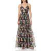 Aidan Mattox Womens V-Neck Gathered Maxi(Black)