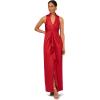 Womens Crepe Back Satin V-Neck Gown(Autumn Blaze)
