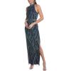 Womens Fullly Beaded Gown(Navy)
