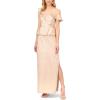 Womens Lame Column Gown with Ruffles(Taupe)