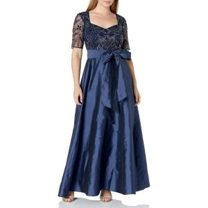 Adrianna Papell Womens Beaded Taffeta Gown(Navy)